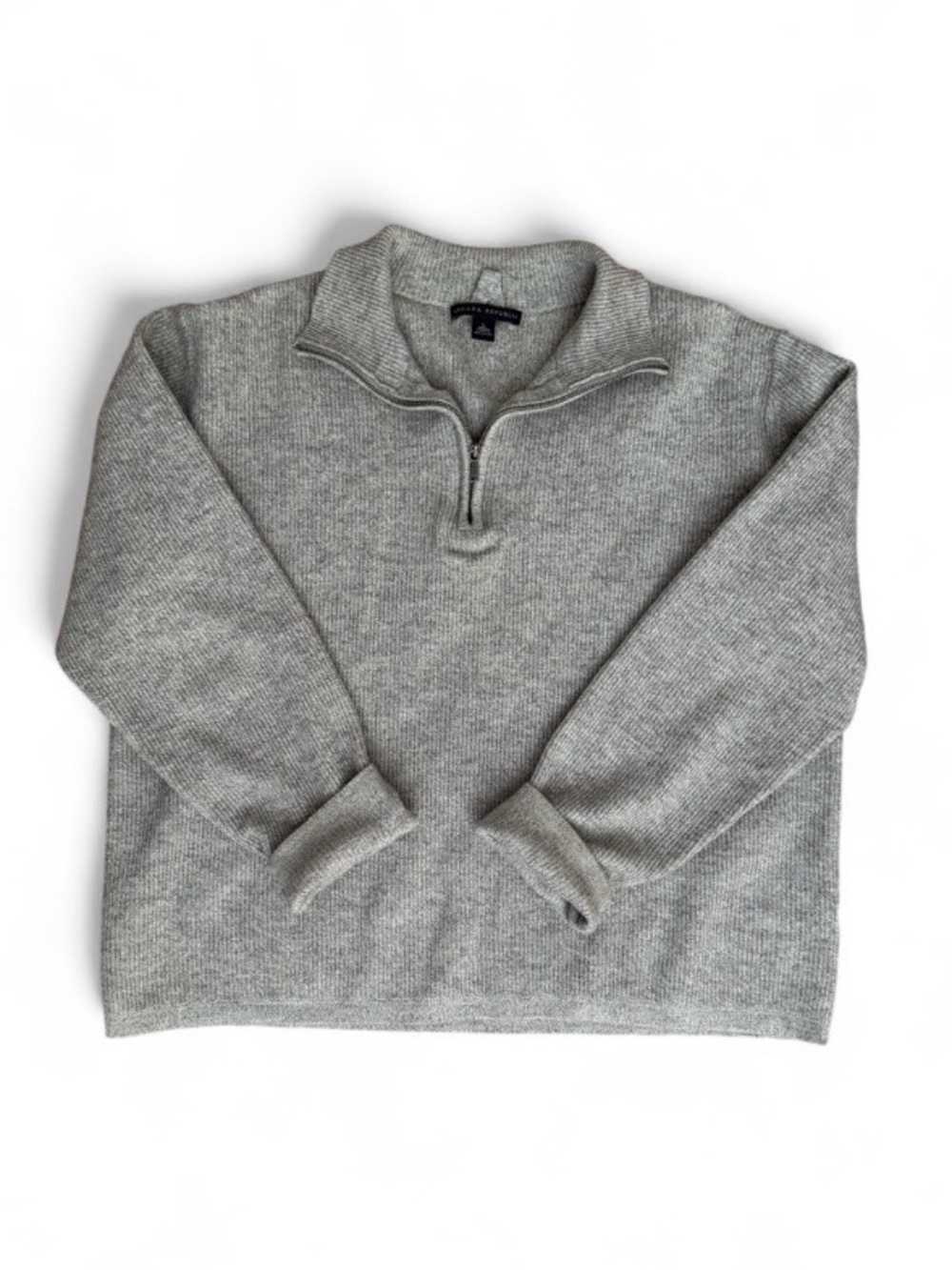 Banana Republic Wool Light Heather Gray Quarter-Zip Sweater